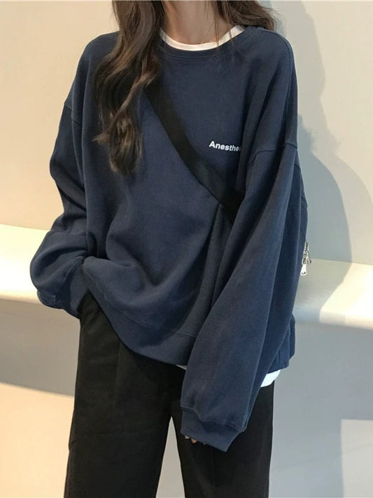 Basic plain oversized sweatshirt with logo 