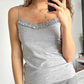 Grey Vintage Square Neck Lace Cami Top