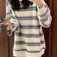 White Vintage Plus Size Stripe Long Sleeve Sweatshirt