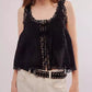 Vintage Hollow Out Ruffle Cardigan Tank Top