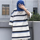 Unisex Contrast Color Hip Hop Oversized Stripe Short Sleeve Top