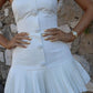 White French Pleated Skirt Mini Dress