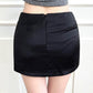 Black Bow Satin Mini Skirt