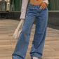 90s Dark Blue Loose Baggy Boyfriend Jeans with Low Waist