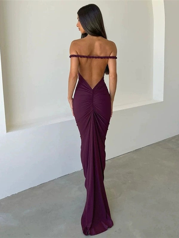 JY Vintage Halter Backless Pleated Wrap Hip Midi Dress / Vintage Halter Backless Pleated Wrap Hip Midi Dress