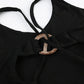 Black Backless Cross Strap Cami Top