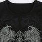 Black Grunge Rhinestone Crop Top with Wings Print