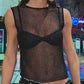 Vintage Black Semi-Transparent Metallic Tank Top