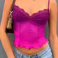 Vintage Sheer Mesh Mushroom Cami Top with V-Neck