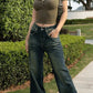 Plain crop top with short sleeves and button placket
