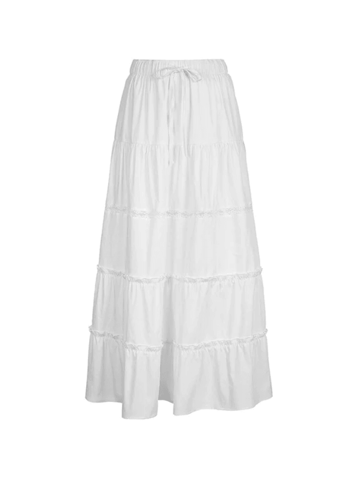 Vintage White Slit Midi Skirt