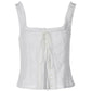 Vintage White Embroidery Cutout Cami Top with Square Neckline