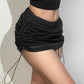 Baggy parachute mini skirt with drawstring