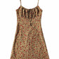 Slip mini dress with lace and floral print