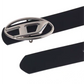 Black retro belt with silver letter logo