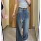 Vintage Blue Washed Boyfriend Jeans with Grosgrain Detail