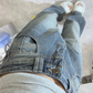 Vintage Blue Washed Boyfriend Jeans with Grosgrain Detail