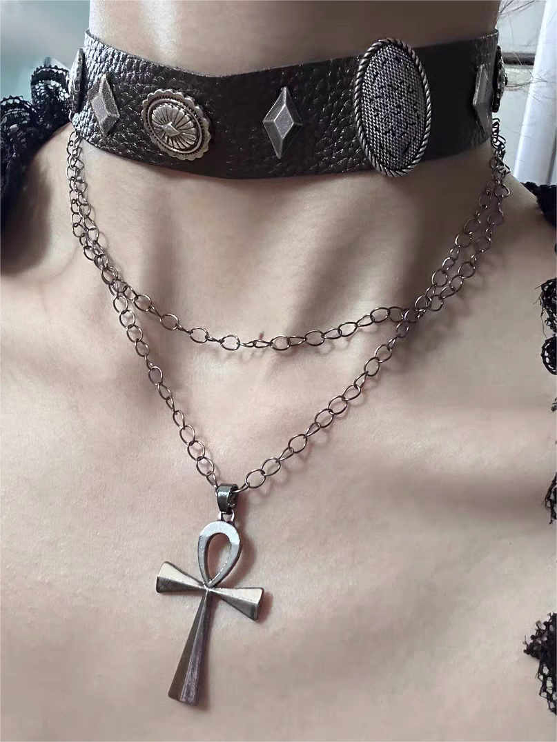 Punk Gothic Cross Choker Necklace