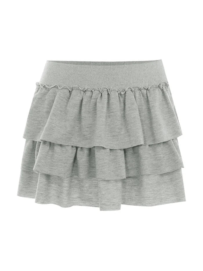 Gray Sweet Ultra Short Cake Mini Skirt