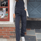 Black Vintage Washed Denim Overall with Straight Leg