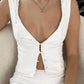 White vintage tank top with button placket and lace trim