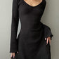 Knitted mini dress with long sleeves