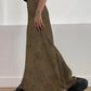 Brown vintage floral mesh maxi skirt