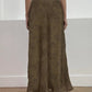 Brown vintage floral mesh maxi skirt