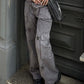 Star print boyfriend cargo jeans