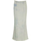 Faded long maxi denim skirt with back slit