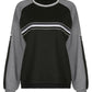 Striped crew sweatshirt with patchwork