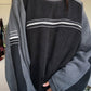 Striped crew sweatshirt with patchwork