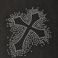 Zip up hoodie with rhinestone cross pattern