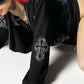 Zip up hoodie with rhinestone cross pattern