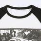 Figure graphic raglan long sleeve crop top