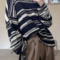 Oversized knit sweater with stripes