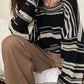 Oversized knit sweater with stripes