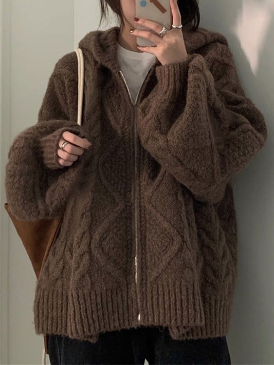 Oversize hooded cardigan