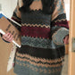 Vintage Oversize Jacquard Knit Jumper Sweater