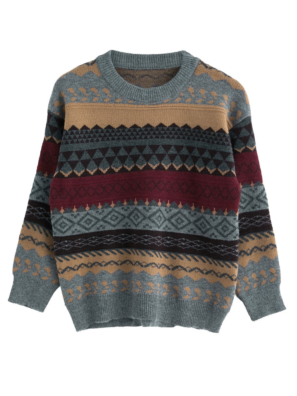 Vintage Oversize Jacquard Knit Jumper Sweater