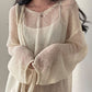 Oversized long sleeve crochet knit top