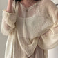 Oversized long sleeve crochet knit top
