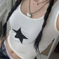 Rib cropped tank top with star patch