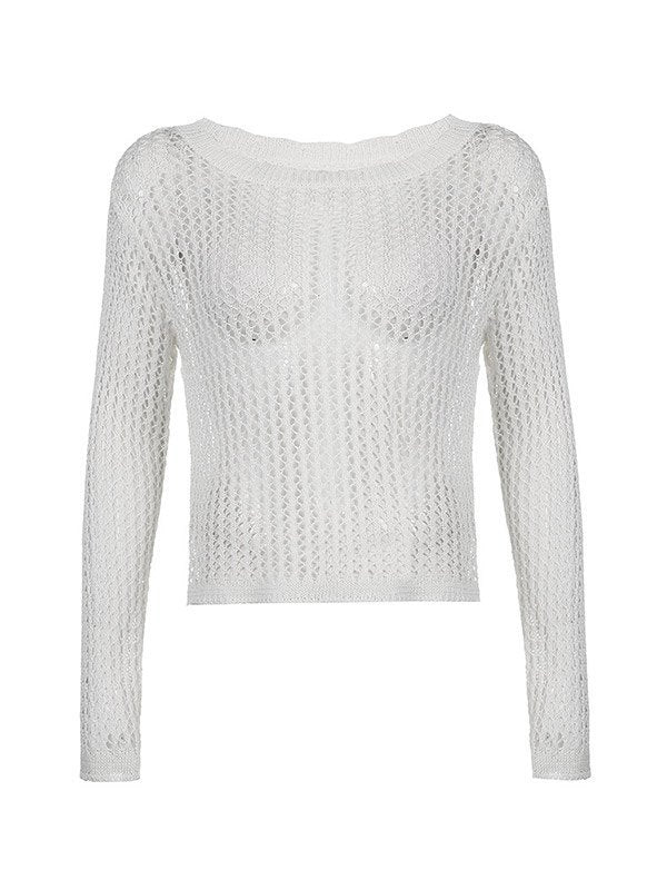 Long sleeve crochet top with lace pattern