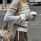 Super crop long sleeve crochet top with crochet pattern and stripes