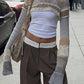 Super crop long sleeve crochet top with crochet pattern and stripes