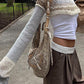 Super crop long sleeve crochet top with crochet pattern and stripes