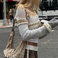 Super crop long sleeve crochet top with crochet pattern and stripes