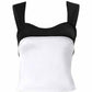 Patchwork satin tank top with back tie