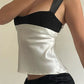 Patchwork satin tank top with back tie